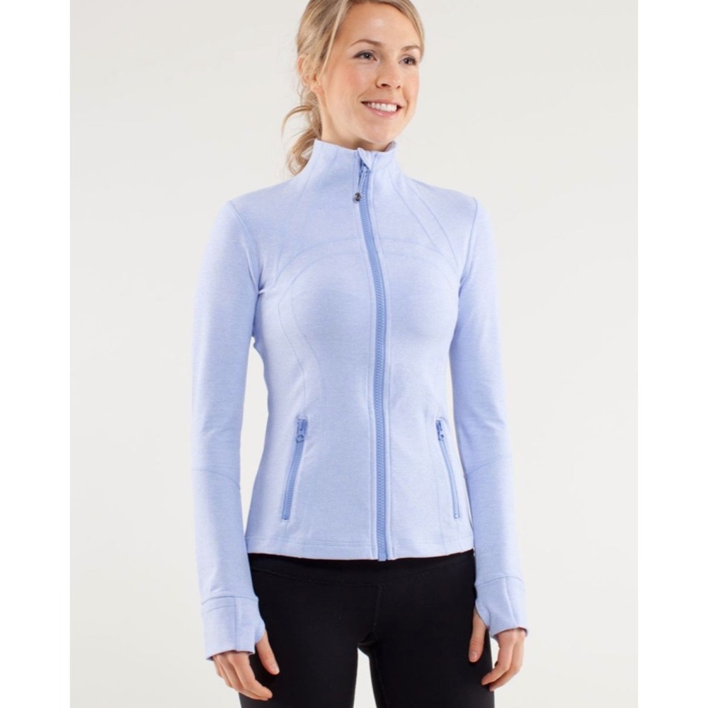 Lululemon Define Jacket Light Blue Heathered Full Zip Yoga Track Jacket Size 6